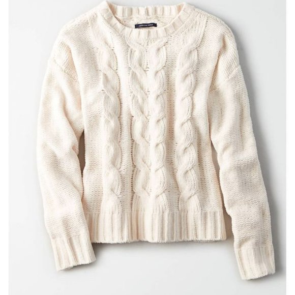 American Eagle Outfitters Sweaters - AMERICAN EAGLE SMALL / CREAM CABLE KNIT SWEATER - SUPER SOFT!